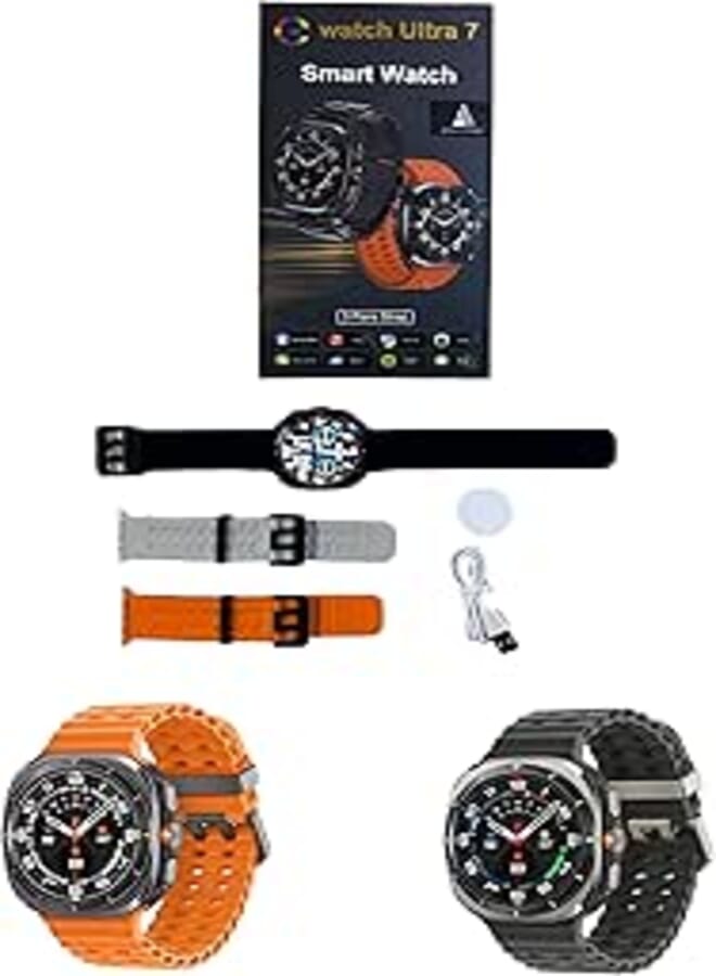ADHOMAX Smart Watch Ultra 7 Amoled Display, Elegant Design, Sports, Fitness Tracker, Calls, Wireless Charging, Heart Rate, Oxygen Monitor, Music, Maps, Mobile Camera, Weather | IOS, android (Black)